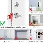 KSJEHW 2 Pieces Portable Door Lock Travel Lock Security Lock Additional Lock with Storage Bag for Security Privacy Travel Hotel Apartment Home Bedroom (Red, Black