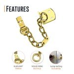 Door Chain Narrow Door Chain Polished Brass | 45 x 4 x 38 mm Narrow Door Chain Lock | Door Chain for Front Door Brass for Wooden and UPVC Doors | Internal and External Front Door Brass Restrictor