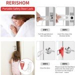KSJEHW 2 Pieces Portable Door Lock Travel Lock Security Lock Additional Lock with Storage Bag for Security Privacy Travel Hotel Apartment Home Bedroom (Red, Black