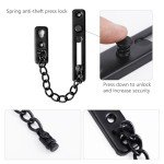 Door Chain Lock Door Chain Security Lock Stainless Steel Door Chain Lock with Anti-Theft Button for Hotel, Family, Interior Doors, Windows (Black)