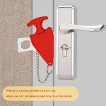 1 Pcs Portable Door Lock,Hotel Door Lock Travel Safety,Travel Door Security Lock,Hotel Door Lock,Travel Door Lock for Home, Hotel, Apartment, School, Security Personal Protection Locks(Red)