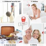 KSJEHW 2 Pieces Portable Door Lock Travel Lock Security Lock Additional Lock with Storage Bag for Security Privacy Travel Hotel Apartment Home Bedroom (Red, Black