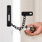 Door Chain Lock Door Chain Security Lock Stainless Steel Door Chain Lock with Anti-Theft Button for Hotel, Family, Interior Doors, Windows (Black)