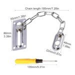 Door Security Chain Stainless Steel with Screwdriver, 185mm Door Latches Anti-Theft Internal Front Door for Internal Door, Door Safety Chainfor Hotel Home Living Motel Apartment Bedroom