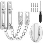 Bohoray 2 Pcs Stainless Steel Internal Door Chain, Security Door Chains for Front Door, Anti Theft Door Chain Lock with Screwdriver for Hotel, Home, Front Door, Apartment, Bedroom (Silver)