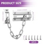 LIAMGUS Door Chain Internal Door Lock, nternal Door Restrictor, Door Guard Limiter Chrome Plated Slide, Door Safety Latch, for Hotel Home Living Motel Apartment Bedroom (Silver)