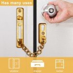 MSPEBEC Anti-Theft Chain 304 Stainless Steel Door Chain with Screw Door Chain Lock for Home Hotel Interior Doors and Windows (Gold)
