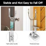 Bohoray 2 Pcs Stainless Steel Internal Door Chain, Security Door Chains for Front Door, Anti Theft Door Chain Lock with Screwdriver for Hotel, Home, Front Door, Apartment, Bedroom (Silver)
