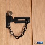 XFORT Matt Black Locking Door Chain, Front Door Security Chain with External Key Unlocking Mechanism.