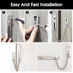 Bohoray 2 Pcs Stainless Steel Internal Door Chain, Security Door Chains for Front Door, Anti Theft Door Chain Lock with Screwdriver for Hotel, Home, Front Door, Apartment, Bedroom (Silver)