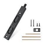 MOSECYOU Flush Bolt French Door Lock 6”, Concealed Bolt Latch for Double Doors, Flip Lever Mechanism Door Top/Bottom Lock for Sliding/Patio/Storm Doors(Black, 6 in. - 1pack)