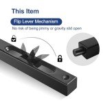 MOSECYOU Flush Bolt French Door Lock 6”, Concealed Bolt Latch for Double Doors, Flip Lever Mechanism Door Top/Bottom Lock for Sliding/Patio/Storm Doors(Black, 6 in. - 1pack)