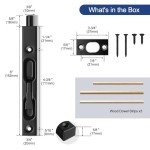 MOSECYOU Flush Bolt French Door Lock 6”, Concealed Bolt Latch for Double Doors, Flip Lever Mechanism Door Top/Bottom Lock for Sliding/Patio/Storm Doors(Black, 6 in. - 1pack)