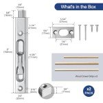 MOSECYOU French Door Lock Flush Bolt 6”, 2 Pack, Bolt Latch for Double Doors, Flip Lever Mechanism, Door Top/Bottom Lock for Sliding/Patio/Storm Door (Satin Nickel, 6 in. - 2pack)