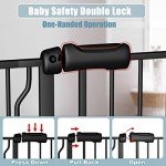 Flower Frail Extra Wide Baby Gate Black 53-57.5 Inch Wide Walk Through Pressure Mounted No Drill Long and Large Tension Metal Gate for Dog and Toddler