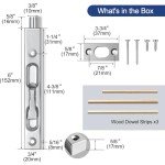MOSECYOU Flush Bolt French Door Lock 6”, Bolt Latch for Double Doors, Flip Lever Mechanism, Door Top/Bottom Lock for Sliding/Patio/Storm Door(Satin Nickel, 6 in. - 1pack)