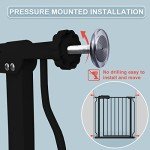 Flower Frail Extra Wide Baby Gate Black 53-57.5 Inch Wide Walk Through Pressure Mounted No Drill Long and Large Tension Metal Gate for Dog and Toddler