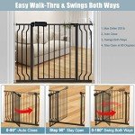 Flower Frail Extra Wide Baby Gate Black 53-57.5 Inch Wide Walk Through Pressure Mounted No Drill Long and Large Tension Metal Gate for Dog and Toddler