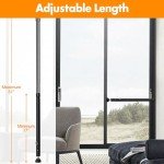 EUIJOIP Sliding Door Security Bar, 17-51 inch Adjustable Patio Door Security Bar Childproof Window Safety Bar for Apartment Bedroom Bottom of Door Heavy Duty Interior Black