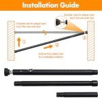 EUIJOIP Sliding Door Security Bar, 17-51 inch Adjustable Patio Door Security Bar Childproof Window Safety Bar for Apartment Bedroom Bottom of Door Heavy Duty Interior Black