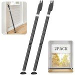 Sliding Door Security Bar and Door Stoppers Security, 2-in-1 Adjustable Length Door Lock Window Security Bar, Heavy Duty Stopper for Home, Apartment and Travel (Black)