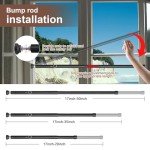 Starbover 2pcs Sliding Door Security Bar, Adjustable Window Security Locks with Rubber Tips 45-128 cm, Patio Door Security Lock Black for Home Apartment