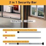 2 Pack Sliding Door Security Bar, 16"-51" Adjustable Sliding Glass Door Security Bar, Suitable for Patio Door and Sliding Window, White