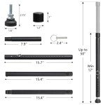 Starbover 2pcs Sliding Door Security Bar, Adjustable Window Security Locks with Rubber Tips 45-128 cm, Patio Door Security Lock Black for Home Apartment