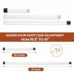 Sliding Door Security Bar, 16.5 to 47 Inch Adjustable Sliding Glass Door Lock, 1 Inch Diameter Heavy Duty Window Security Bars with Rubber Tips, for Patio Door Security Bar, Windows.White.