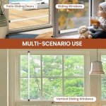 Sliding Door Security Bar, 16.5 to 47 Inch Adjustable Sliding Glass Door Lock, 1 Inch Diameter Heavy Duty Window Security Bars with Rubber Tips, for Patio Door Security Bar, Windows.White.