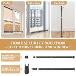 Sliding Door Security Bar and Door Stoppers Security, 2-in-1 Adjustable Length Door Lock Window Security Bar, Heavy Duty Stopper for Home, Apartment and Travel (Black)