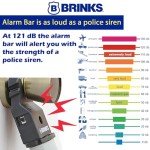 BRINKS- Portable Alarm Door Security Bar, Silver, 121dB Alarm Level- Adjustable Security Door Jammer- Fits Standard Sliding Doors, Hinged Doors, and Windows- for Travel, Home, Dorm