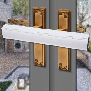 Qivine Patio Door Security Lock, French Door Lock with On and Off Buttons, High Security Locks for Doors Fix Bar, Door Security Devices Easy Install for European Style Double Door Handle