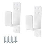 2 PCS Door Barricade Brackets, Metal U Bracket for 2x4 Lumber, Door Security Reinforcement Bracket Drop Open Bar Holder for Home Barn Garage (White)