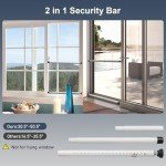 DIIG Sliding Door Security Bar 2packs，17.7-50.5inch Adjustable Locking Window Safety Bar with Rubber Tips,Diameter 1inch Window Security Bar for Home Apartment （White 2Packs）