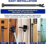 BRINKS- Portable Door Security Bar, Black, 2 Pack- Adjustable Security Door Jammer- Fits Standard Sliding Doors, Hinged Doors, and Windows- for Travel, Home, Dorm