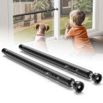Sliding Door Security Bar Adjustable Inside,17-50 Inches Window Stopper Security Bar with Rubber Base,Lock for Patio Sliding Glass Door/Sliding Window/Child Safety/Burglar Proof (Black - 2 Pack)