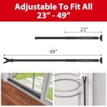 Door Stoppers Security Bar, 3-in-1 Apartment Patio Sliding Door Security Bar from Inside, Adjustable Front Door & Window Barricade Security Stick for Home Safety, Door Jammer Lock Protector, Black
