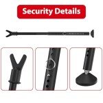 Door Stoppers Security Bar, 3-in-1 Apartment Patio Sliding Door Security Bar from Inside, Adjustable Front Door & Window Barricade Security Stick for Home Safety, Door Jammer Lock Protector, Black