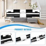 Qivine Patio Door Security Lock, French Door Lock with On and Off Buttons, High Security Locks for Doors Fix Bar, Door Security Devices Easy Install for European Style Double Door Handle