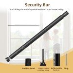 Sliding Door Security Bar Adjustable Inside,17-50 Inches Window Stopper Security Bar with Rubber Base,Lock for Patio Sliding Glass Door/Sliding Window/Child Safety/Burglar Proof (Black - 2 Pack)