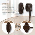 Bwintech 2 Pack Brown Keyless Window Restrictor, UPVC Window Security Cable Lock Limits Open Spaces to Keep Kids Safe and Prevent Injury and Theft