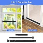 Safety Bar, 120 cm, Window Lock, Burglary Protection, Door, Armoured Latch, Adjustable Locking Window Safety Bar, Diameter 25 mm, Window Safety Bar for Home, Apartment, Black