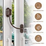 Bwintech 2 Pack Brown Keyless Window Restrictor, UPVC Window Security Cable Lock Limits Open Spaces to Keep Kids Safe and Prevent Injury and Theft
