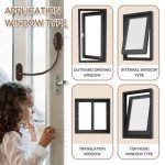 Bwintech 2 Pack Brown Keyless Window Restrictor, UPVC Window Security Cable Lock Limits Open Spaces to Keep Kids Safe and Prevent Injury and Theft