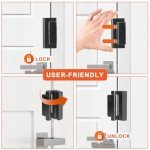 KOVOSCH 3 Pack Home Security Door Lock Reinforcement, Childproof Door Reinforcement Lock Withstand 800 lbs for Inward Swinging Door, Door Security Lock to Prevent Unauthorized Entry, Black
