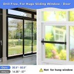 Safety Bar, 120 cm, Window Lock, Burglary Protection, Door, Armoured Latch, Adjustable Locking Window Safety Bar, Diameter 25 mm, Window Safety Bar for Home, Apartment, Black