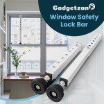 Gadgetzan 2 Pack Window Security Bars Adjustable,Sliding Window Lock Bar for Child Safety/Anti-Theft,11"-18" Portable Small Window safety lock with Rubber Base for Vertical and Horizontal Window-White
