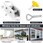 Window Locks 5 Sets, BEoffer Sliding Security Window Locks with Keys for Vertical and Horizontal Windows, No-Drill Install, Adjustable Aluminum Window Door Stoppers Burglar Proof for Home (Silver)