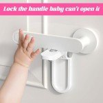 Door Lock,2 PCS Door Lock Without Drilling Bedroom Door Lock,Adhesive Door Handle Lock for Children Pet,Door Locks for Children,Child Locks for Doors,Child Door Lock for Toddler and Pets